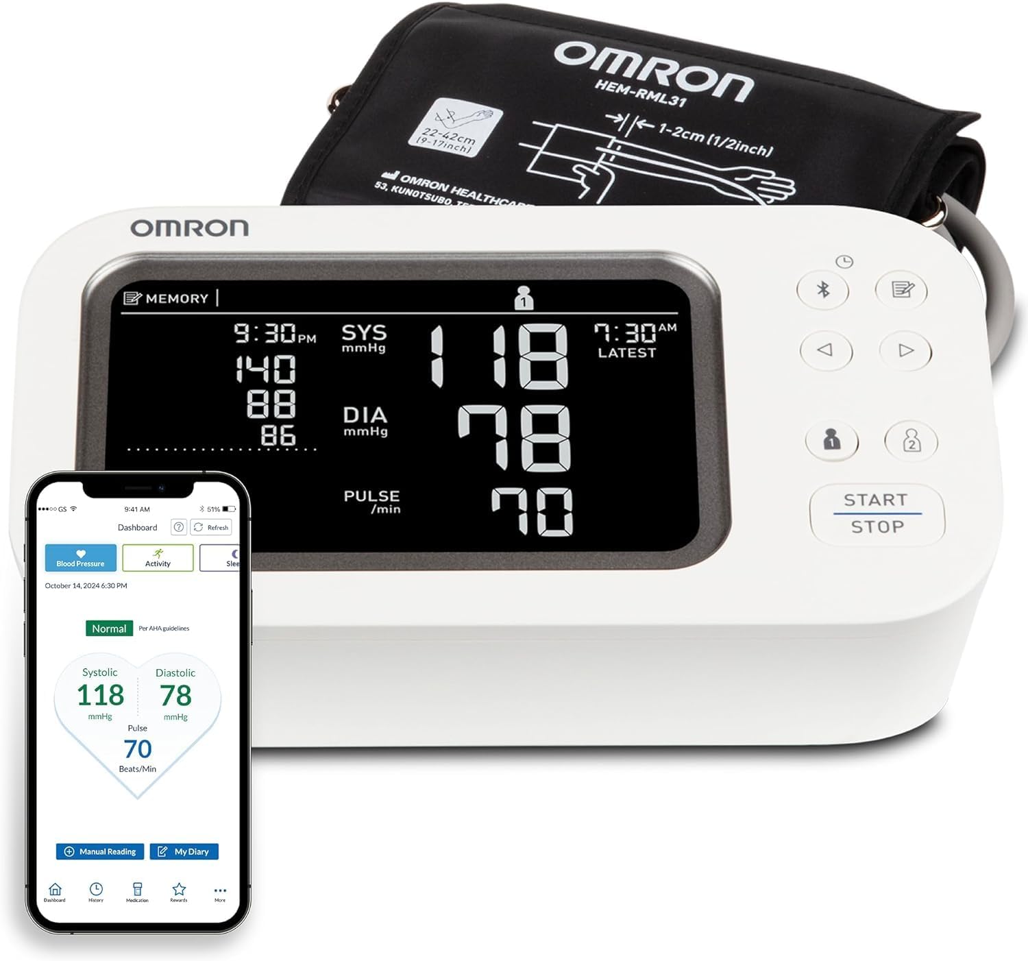 OMRON Platinum Blood Pressure Monitor for Home Use & Upper Arm Blood Pressure Cuff - #1 Doctor & Pharmacist Recommended Brand - Clinically Validated - AFib Detection - Connect App