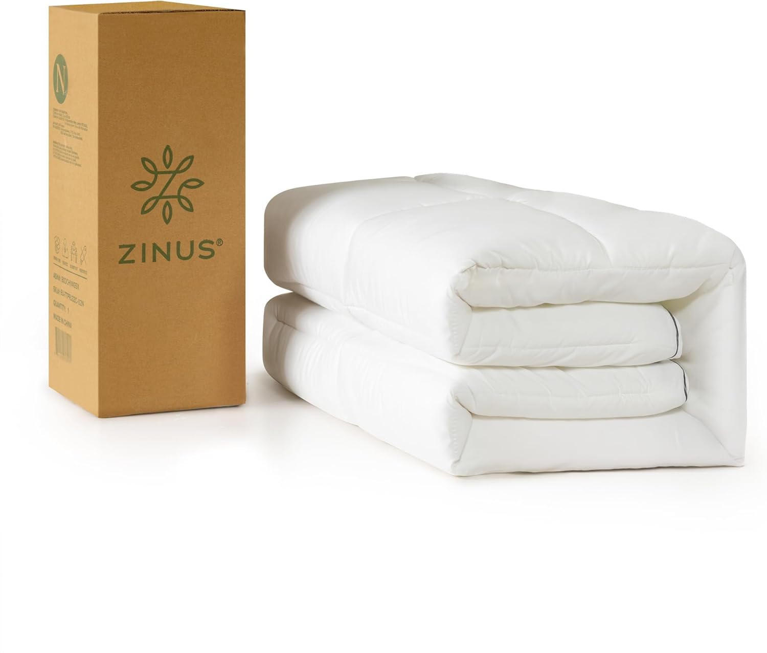 Zinus Double Cooling Mattress Cover 4ft6 (135 x 190 cm) - 2'' (5 cm) Thick - Bamboo Mattress Topper with Elastic Straps - Soft & Supportive - Hypoallergenic - Durable & Machine Washable - White