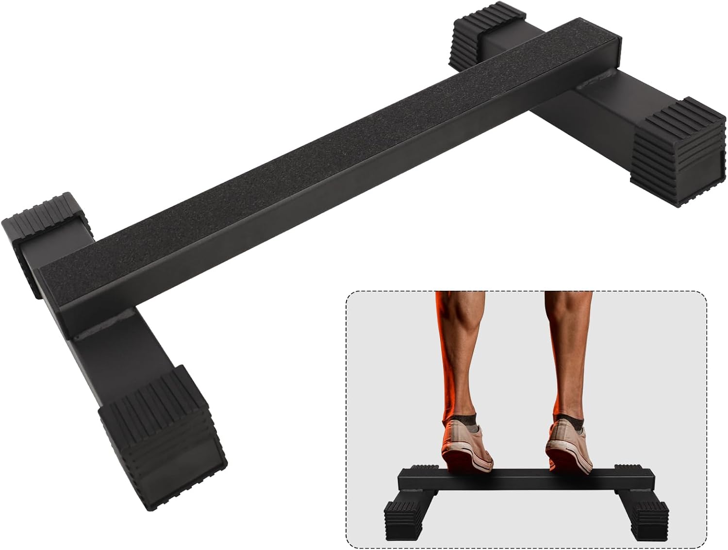 Steel Calf Raise Bar: Standing Calf Raise Machine - Calf Stretching Squat Foot Leg Stretch Block