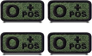 4 Packs Type O+ POS Positive Tactical Army Green Hook and Loop Embroidered Patch Fully Embroidered Military O+ Patch-Perfect for Jeans,Tactical Clothes,Backpack,Cap,Vest,Jacket Etc