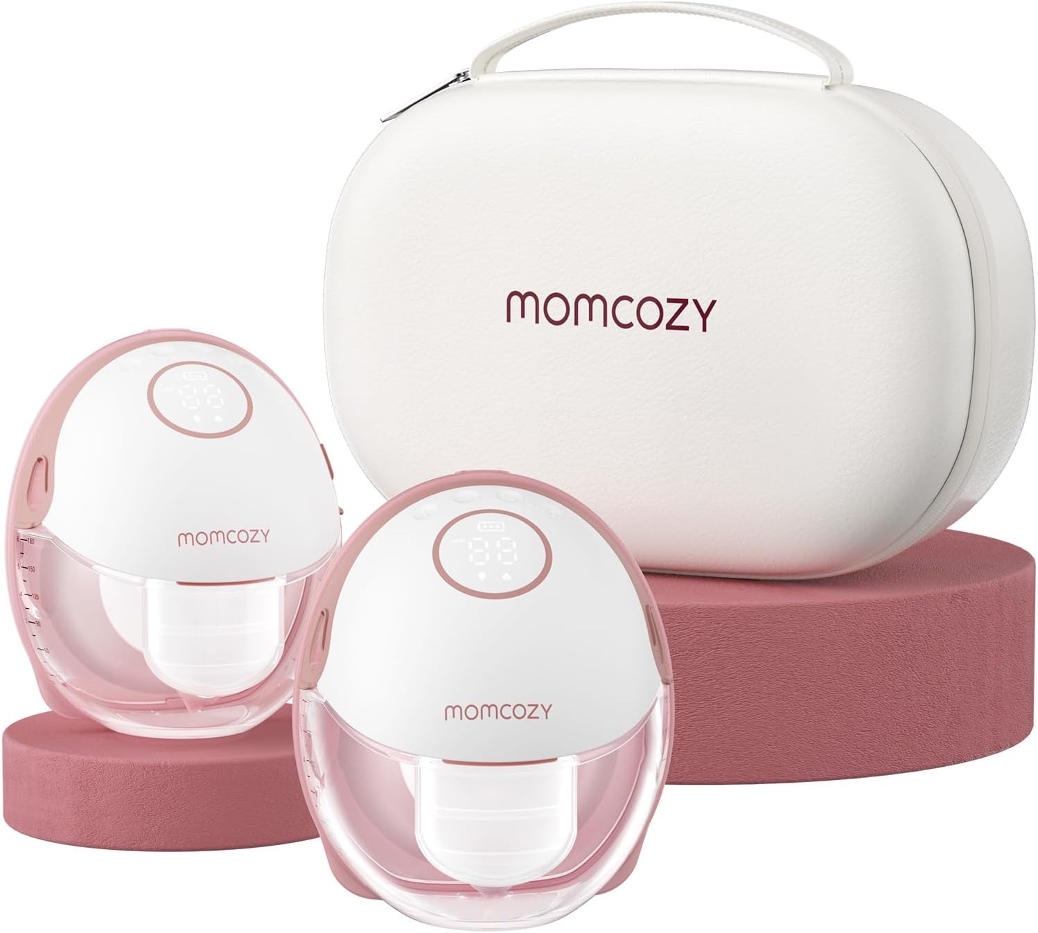 Momcozy Breast Pump Hands Free Mobile Style | M6, Wearable Breastfeeding Pump Ideal Rhythm for More Milk, DoubleFit Flange More Fit & Discreet with 3 Modes & 9 Levels, 24mm - 2 Pack Cozy Red
