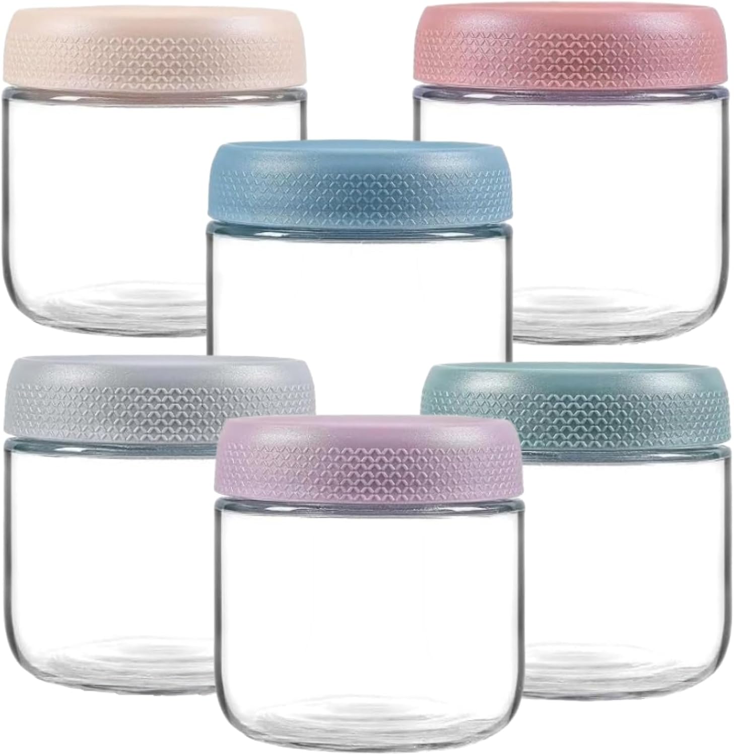 6-Pack 12 oz Glass Jars,Overnight Oats Containers with Screw Lid,Yogurt Jars, Oatmeal Salad,Reusable Small Mason jars for Food Spice Fruit Sauce Cereal Snacks Storage