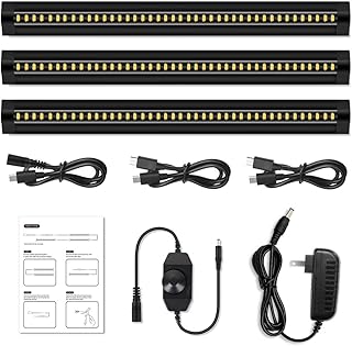 inShareplus LED Under Cabinet Lighting, 13 inch Dimmable, Warm White 3500K, CRI90+, 450Lumens, DC 12V Ultra Thin Under Counter Kitchen Lighting for Kitchen, Shelf, Cupboard, Black, 3 Pack