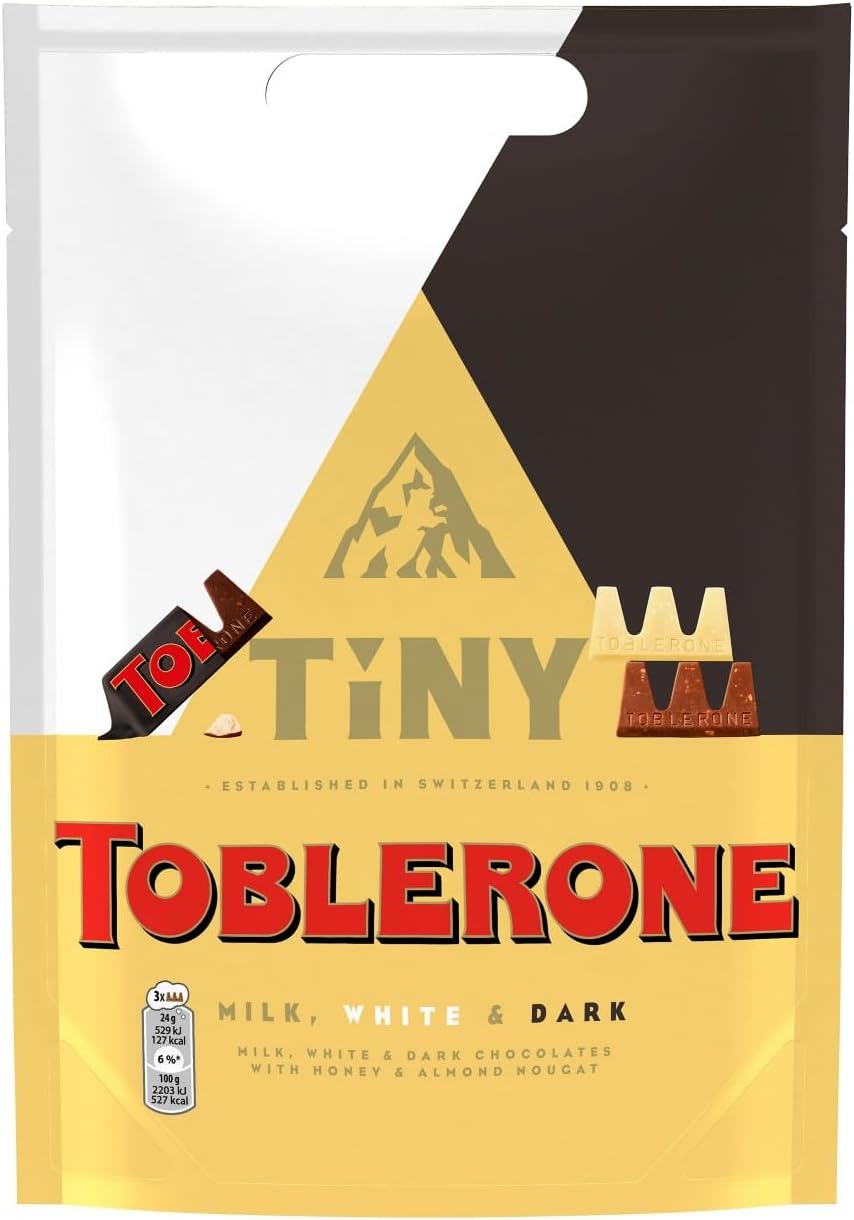Toblerone Tiny's Milk, White & Dark Chocolates with Honey & Almond Nougat, 280 g (Pack of 1)