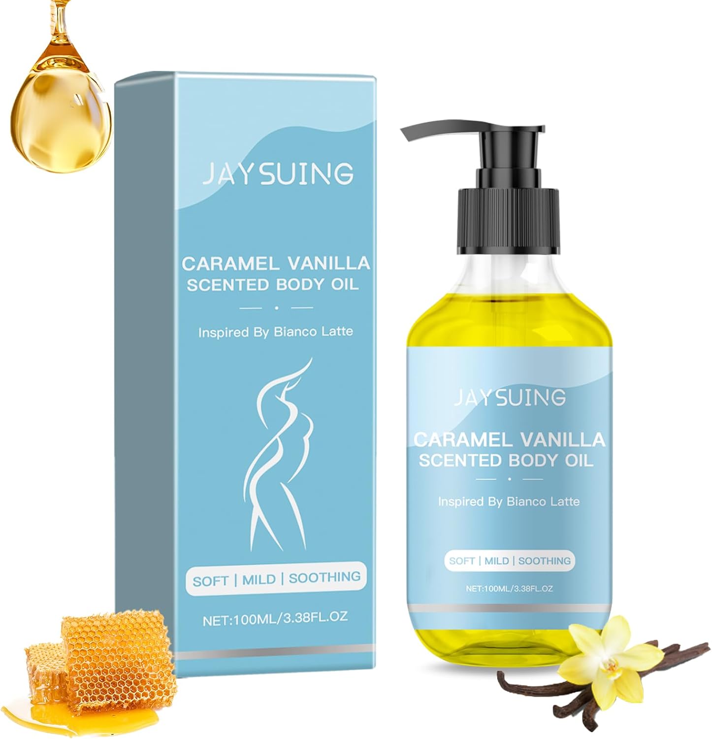 Caramel Vanilla Body Oil, Body Oils For Women, Body Oil Vanilla, Caramel Vanilla Fragrance Body Moisturizer Oil, Deeply Nourishing, Long-Lasting Fragrance, Body Massage Oil for All Skin Types(100ML)
