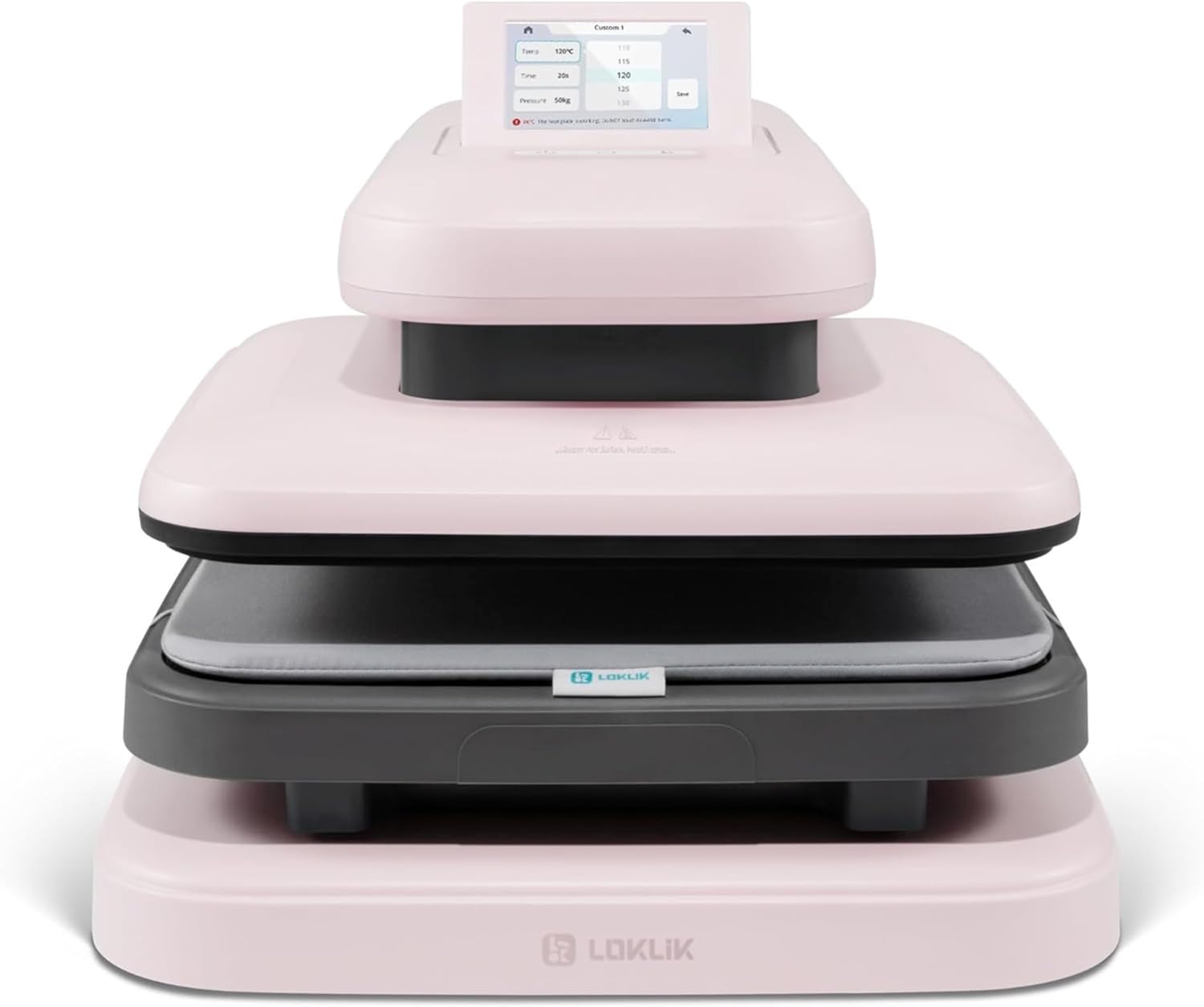 LOKLIK Impress™ Auto 2-Smart Heat Press Machine - T-Shirt Printing Machine for Sublimation Printing with Large 38 x 38 cm Plate - HTV Heat Transfer Sublimation Vinyl - Pastel Pink