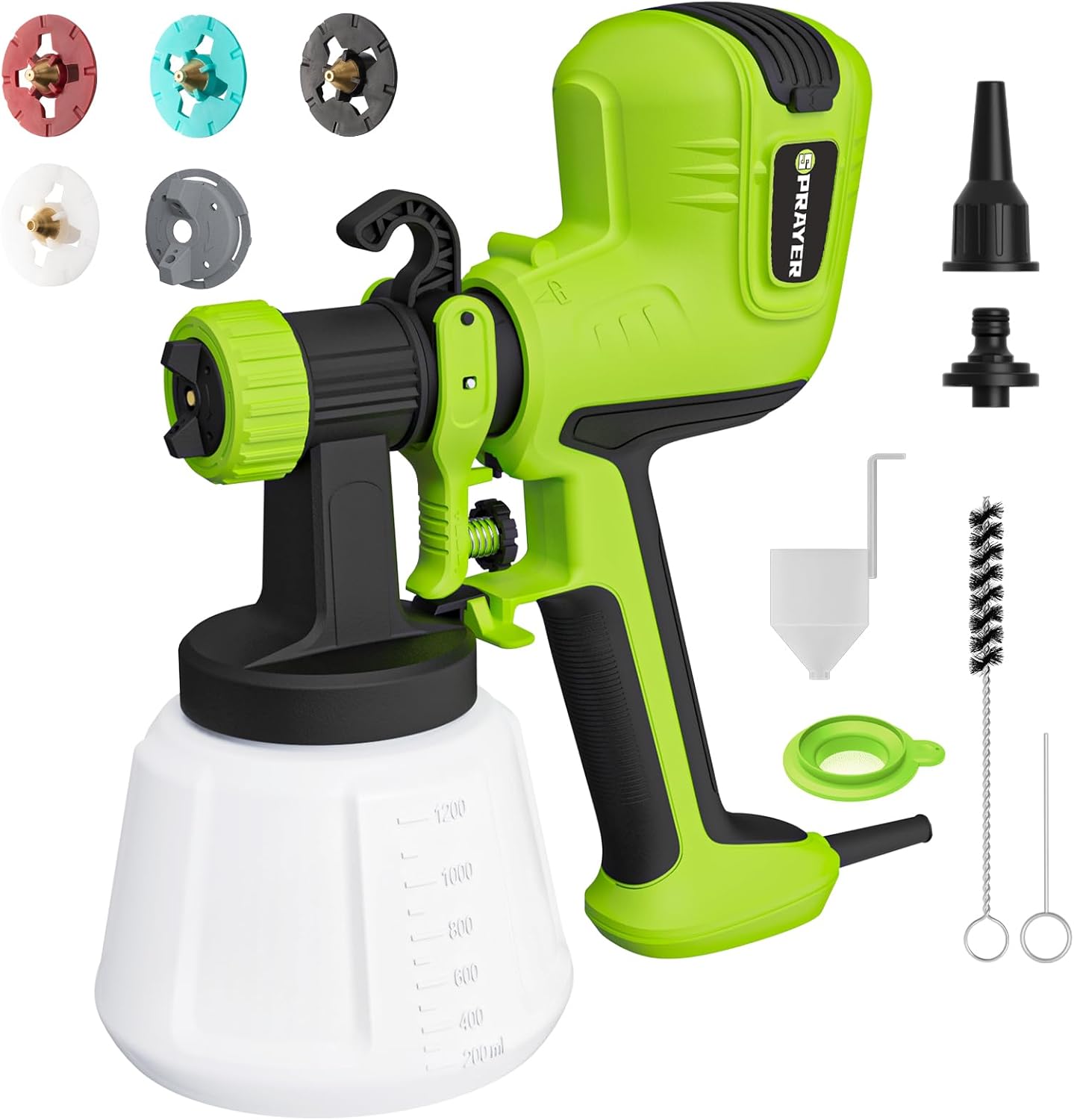 Paint Sprayer, 700W HVLP Electric Spray Gun, with 4 Copper Nozzles and 3 Patterns for Home Furniture, Fence, Door etc. EP62-G.