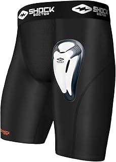 Shock Doctor Compression Shorts with Protective Bio-Flex Cup, Moisture Wicking Vented Protection, Adult Size