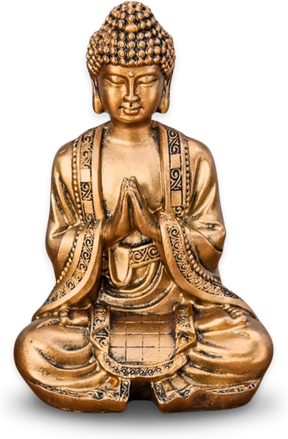 Zen'Light Gold Meditation Buddha Statue – Zen and Feng Shui Decoration – Brings Spirituality to Your Home and a Relaxing Atmosphere – Lucky Charm Statue – Height: 12 cm