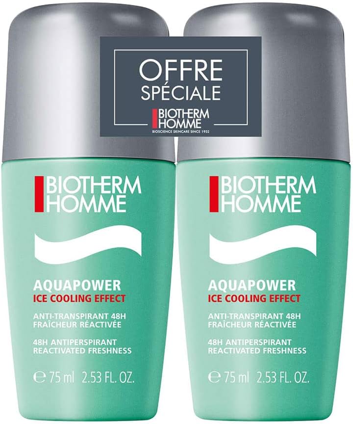 Biotherm Homme Aquapower Ice Cooling Effect 48H Anti-Perspirant Roll-On 2 x 75ml
