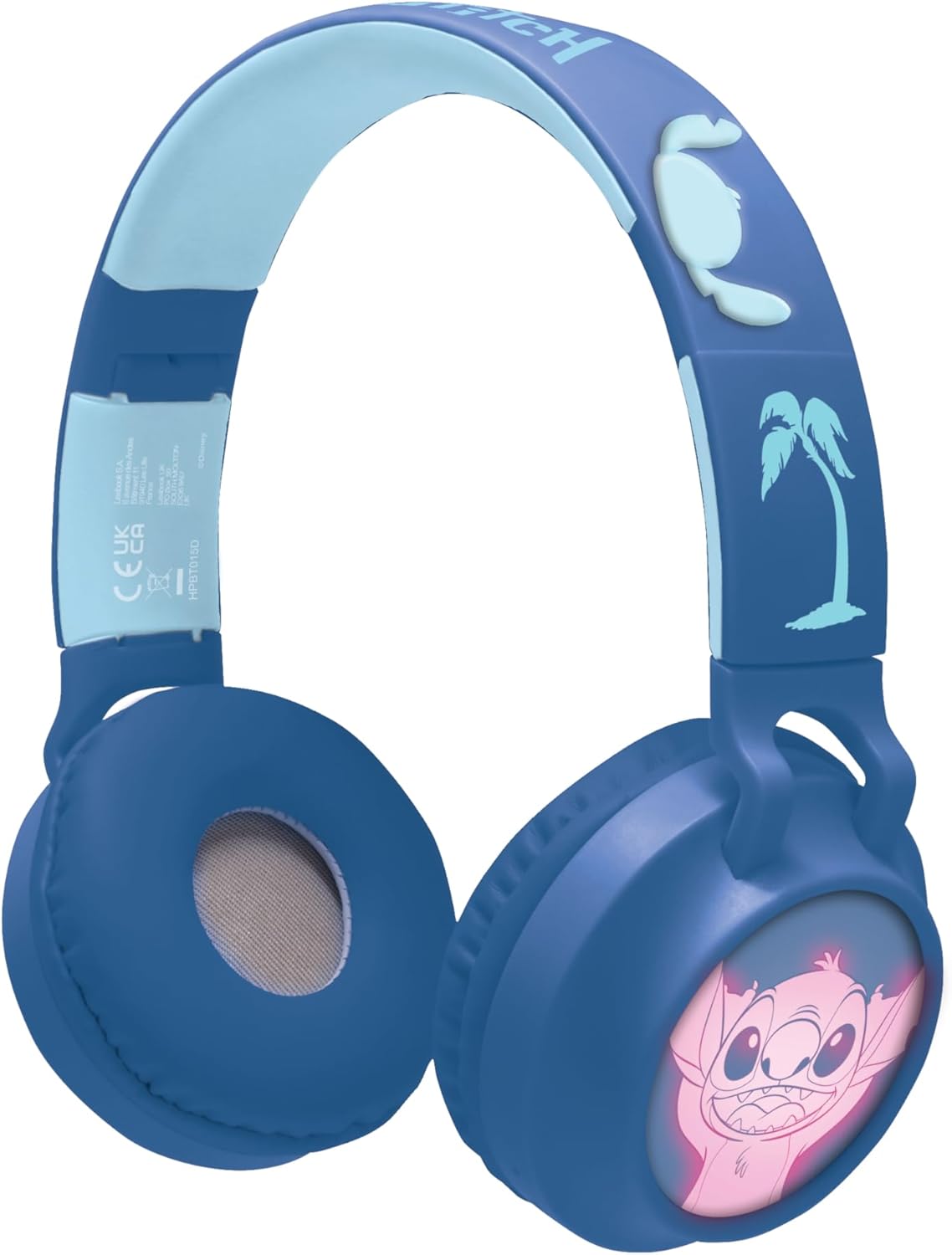 Lexibook, Disney Stitch, Wireless and wired 2-in-1 headset with Stitch details and light effects, sound limited to 85 dB, foldable, adjustable, rechargeable, HPBT015D