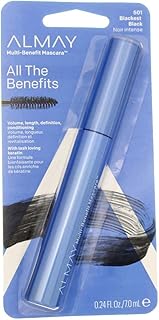 Almay Mascara, Volume, Length, Definition & Conditioning, Multi-Benefit Eye Makeup, Hypoallergenic and-Fragrance Free, 501 Blackest Black,0.24 Fl Oz (Pack of 1)
