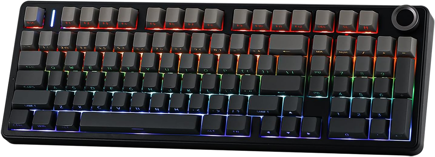 Aula F99 PRO 96% Mechanical Keyboard, BT5.0/USB-C/2.4GHz Wireless Gaming Keyboard, Hot Swappable Gasket Custom Keyboard with 8000mAH Battery, Knob, RGB Backlits for Win/Mac (Grey)