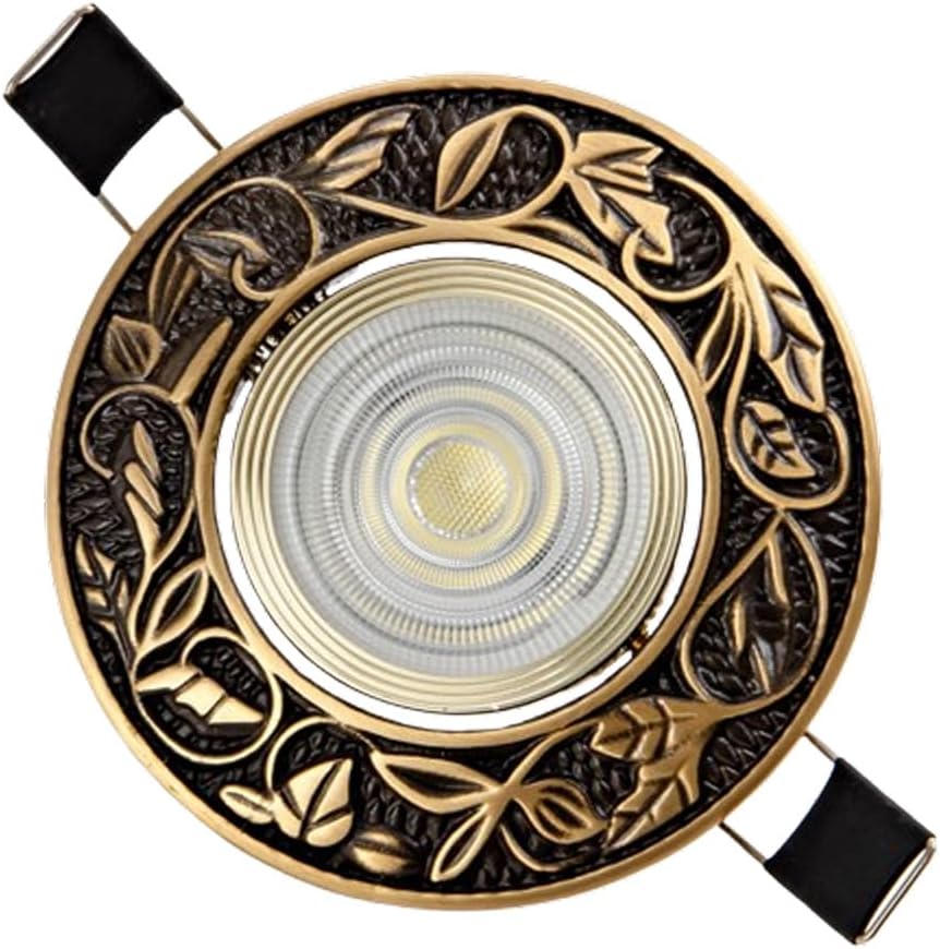 5W Vintage Brass Downlight Round Recessed Lighting Housing Trim Kits LED Recessed Lighting LED Round Ceiling Light Kit Spotlights Or Flat Baffle Gold Trim