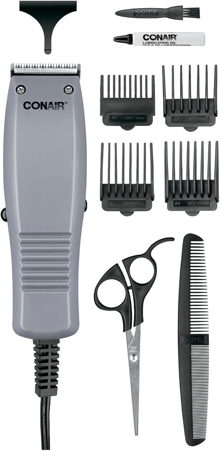 ConairMAN Simple Cut, Hair Clippers for Men, 10-piece Home Hair Cutting Kit