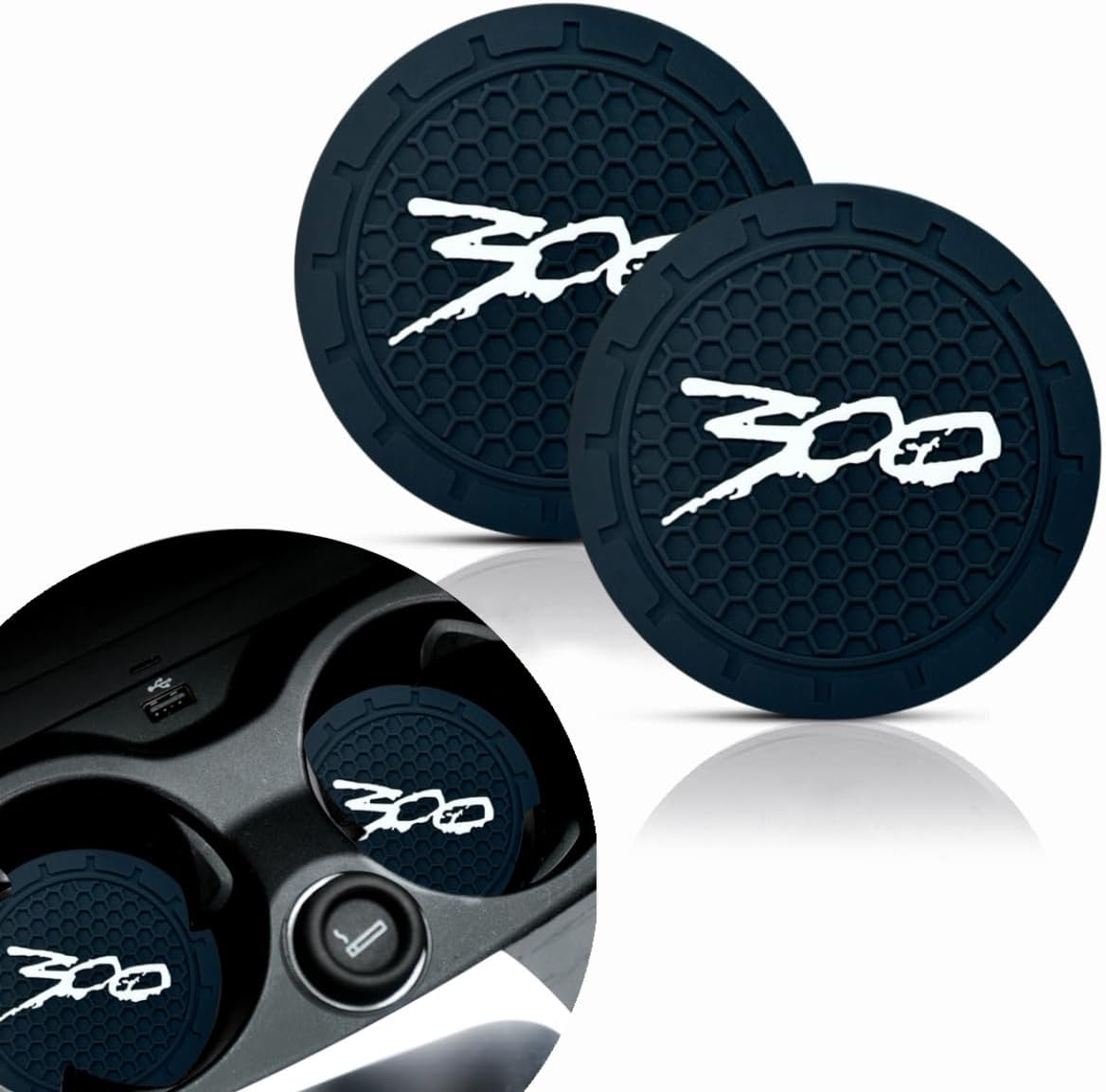 2Pcs Car Cup Holder Coaster for Chrysler 300/C/ 300S Accessories Auto Anti Slip Cup Holder Insert Coaster Car Interior Accessories (White)