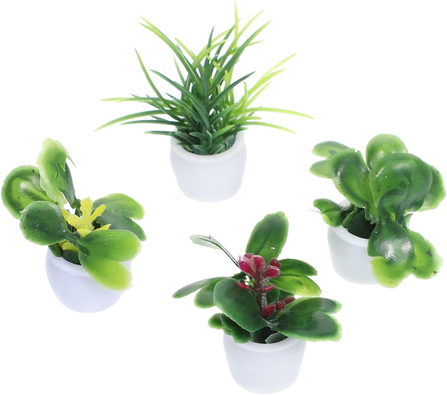 TOYANDONA Dollhouse Bonsai 4pcs Doll House Mini Potted Plant Artificial Tiny Greenery Ornament Miniature Potted Plant Faux Flower Model Dollhouse Decoration