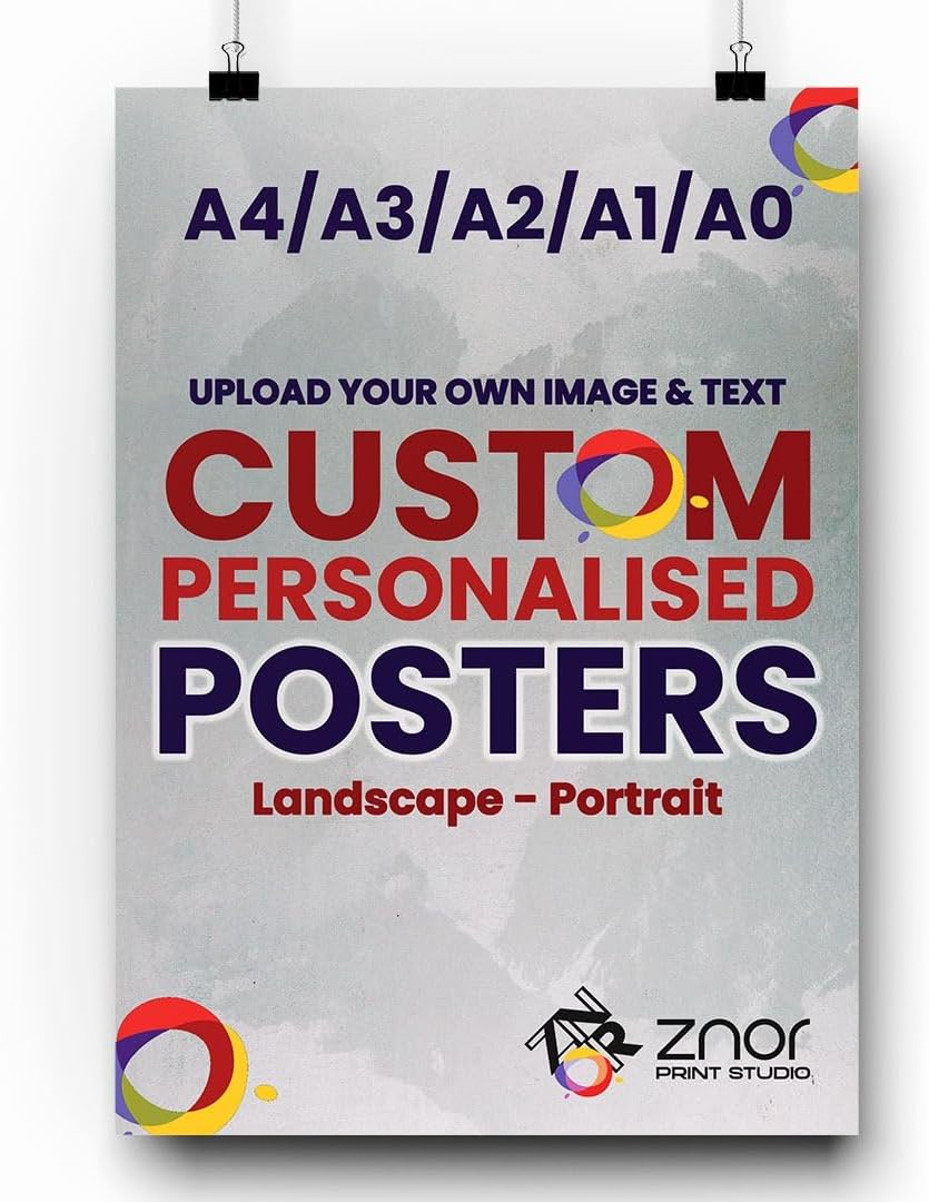 ZNOR Personalised Posters Add Your Own Custom Photo/Text Banner for Business Ads, Custom Wall Art Vinyl Prints for Home and Office Decor - Create Your Own Design