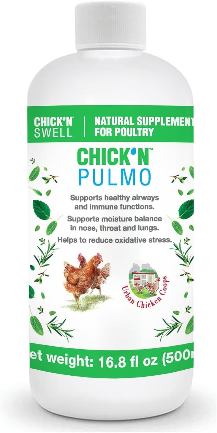 Poultry Respiratory Care Solution for Respiratory Health Maintenance. Chick'n Pulmo from Chick'n Swell for All Poultry of All Ages. 16.8 fl.oz.