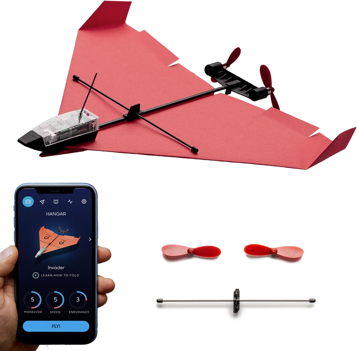 POWERUP 4.0 The Next-Generation Smartphone Controlled Paper Airplane Kit, RC Controlled. Simple to Fly with Autopilot & Gyro Stabilizer.