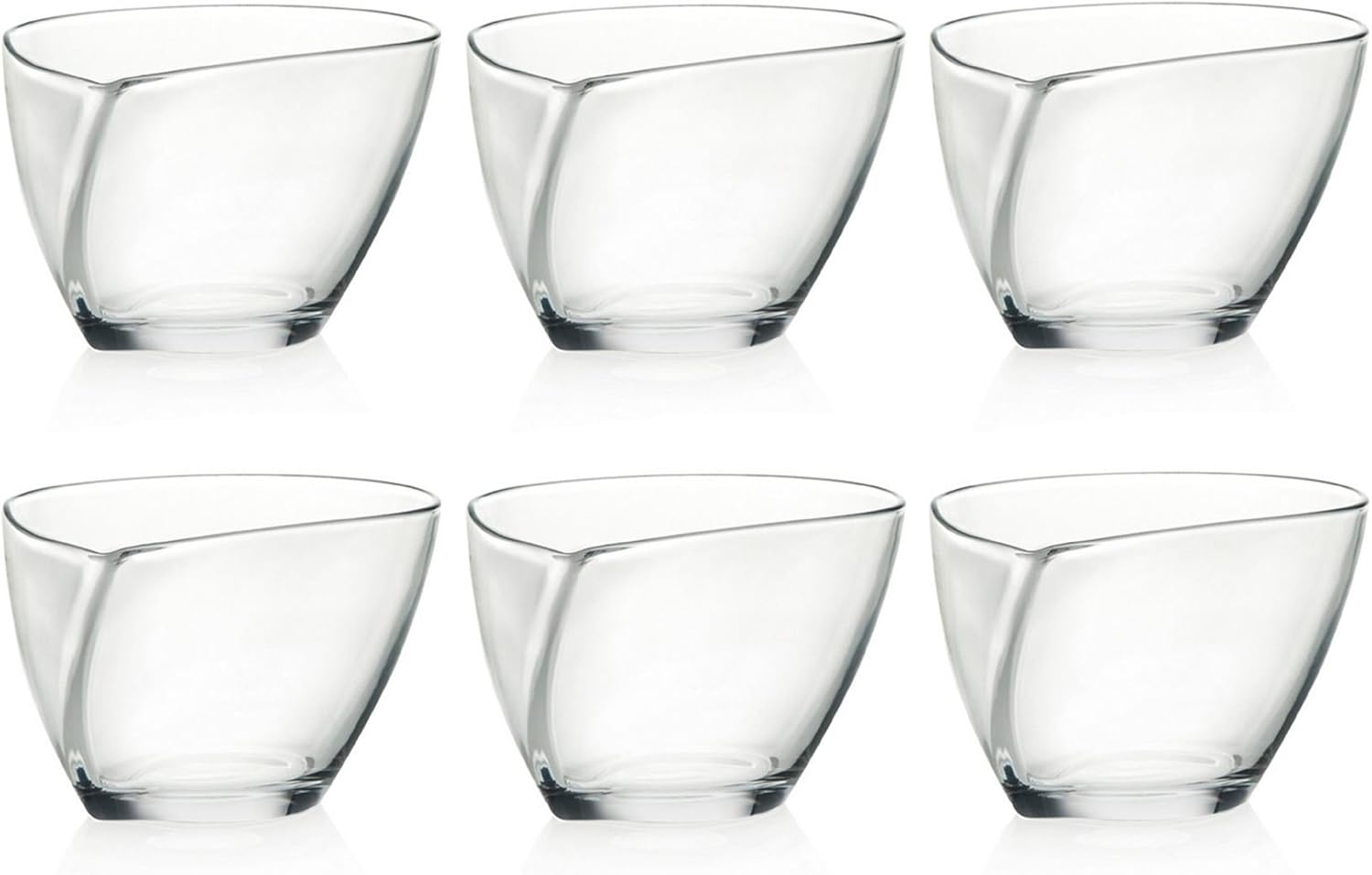 6 x RCR Crystal Glass Happy Dessert Bowls Boxed Set Dishwasher, Fruit, Savoury Snacks and Ice Cream Crystal Glass Bowls - Made in Italy