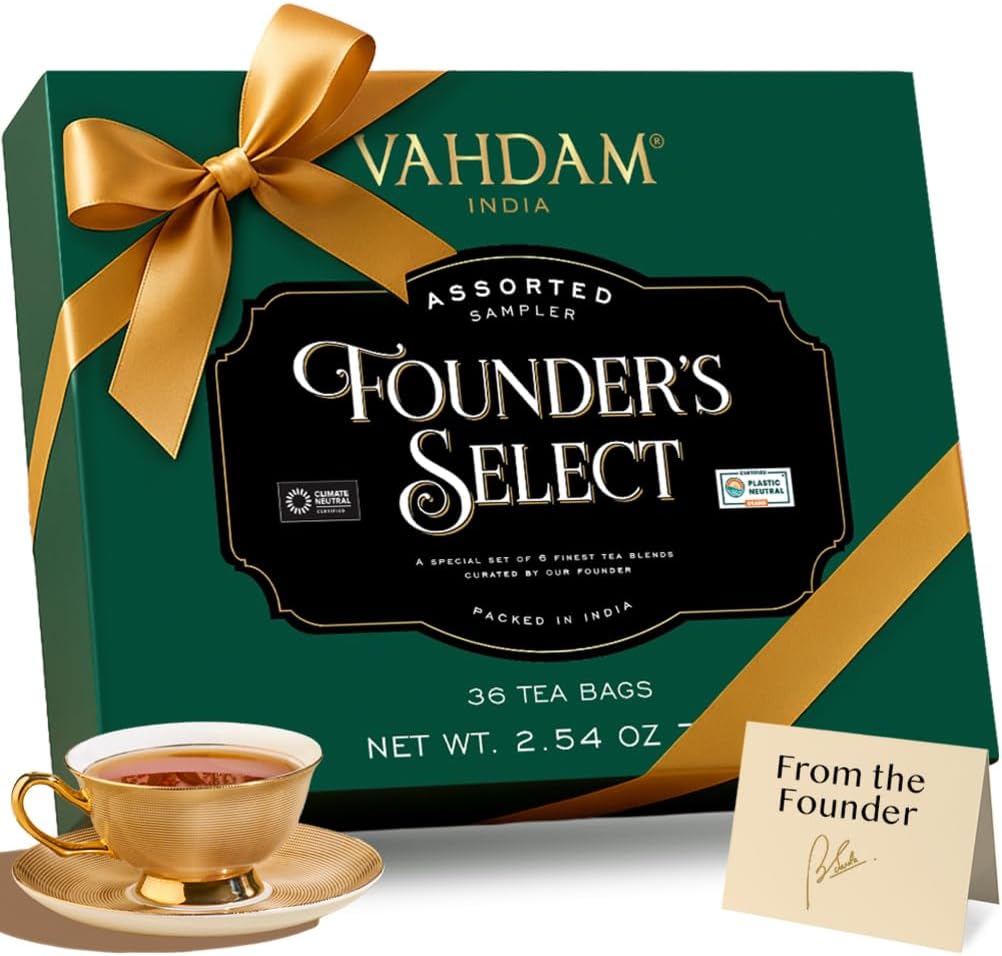 VAHDAM, Assorted Tea Gift Set (6 Varieties, 36 Tea Bags) - Variety Pack - Black, Green, Chai and Herbal Tea Sampler | Gifts Set for Lovers | Gifts for Women and Men