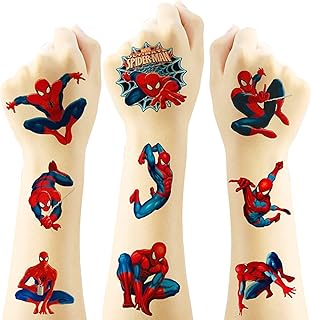 40 Sheets Spider-Man Temporary Tattoos Birthday Themed Party Supplies Decoration Favors Cartoon Cute Sticker for Kids Boys Home Activity Class Prizes Carnival Christmas Rewards