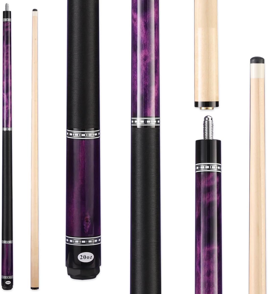 58 Inch Canadian Maple Pool Cue Stick, 20oz Billiard Cue with 10~13mm Tips, Irish Linen Grip for Starters, Home & Commercial Use