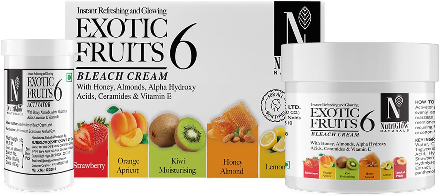 Nutriglow Naturals Exotic Fruit Bleach Cream with Honey, Almond for Men & Women, 43G