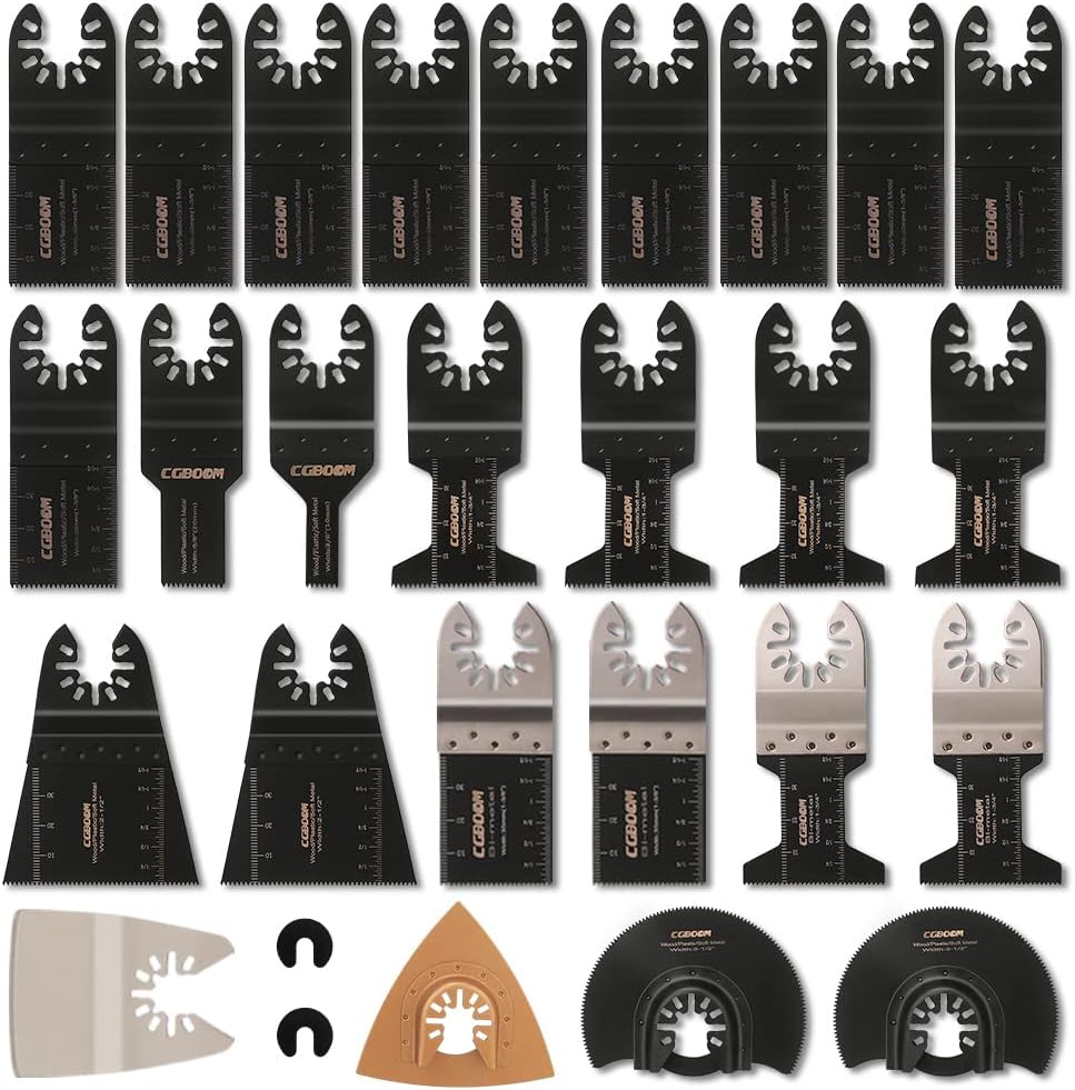 28 Pcs Oscillating Saw Blades Set Universal Metal Wood Multi Tool Blades Quick Release Multitool Accessories for Bosch DeWalt Fein Craftsman Ridgid Ryobi Makita Milwaukee