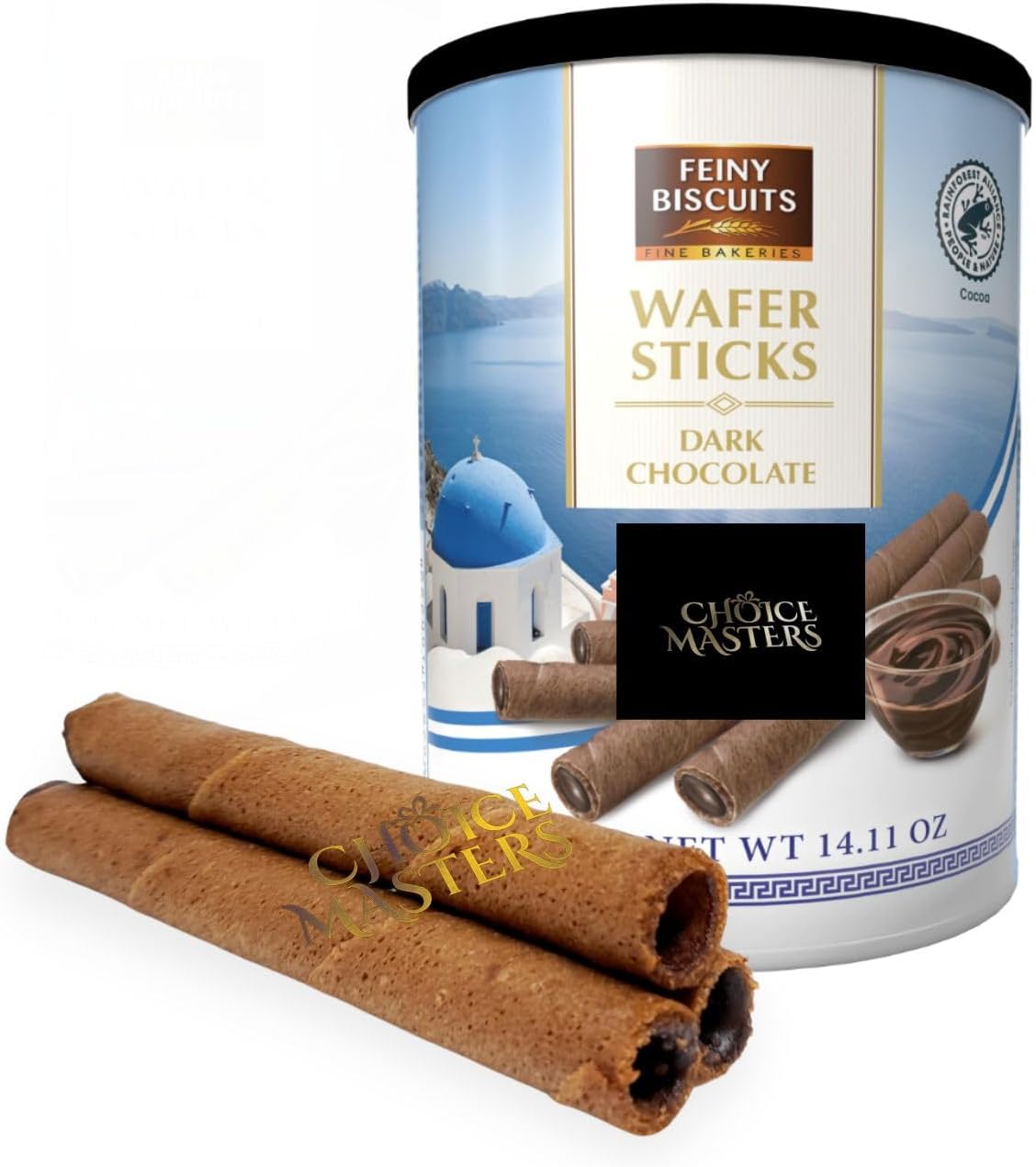 Wafer Rolls With Deliciously Fine Dark Chocolate Flavored Cream (50%) Gift Tin - Irresistible Tea Time Treat - 400 g