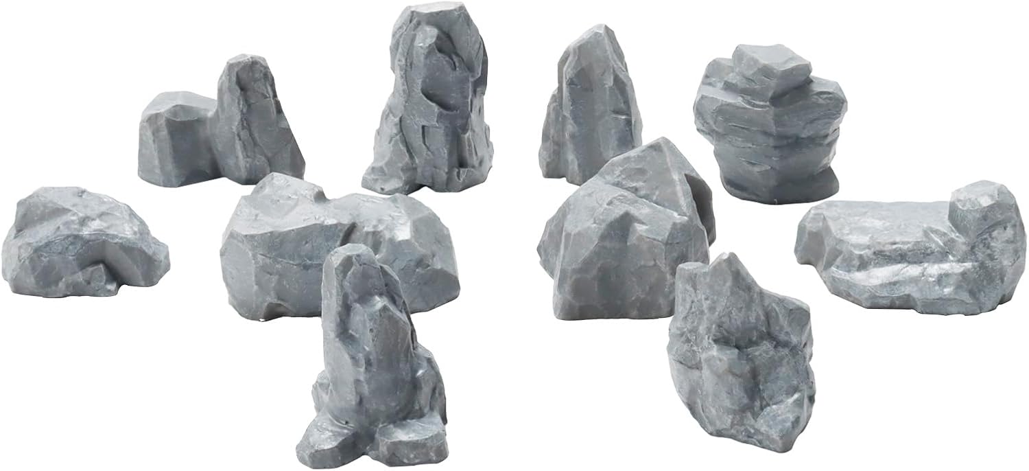 Warmtree 10Pcs Diorama Rocks Fake Rock Miniature Stone Rock Statue for Diorama Supplies Micro Train Landscape Railway Sand Table Miniature Models Fairy Garden Accessories (Grey)