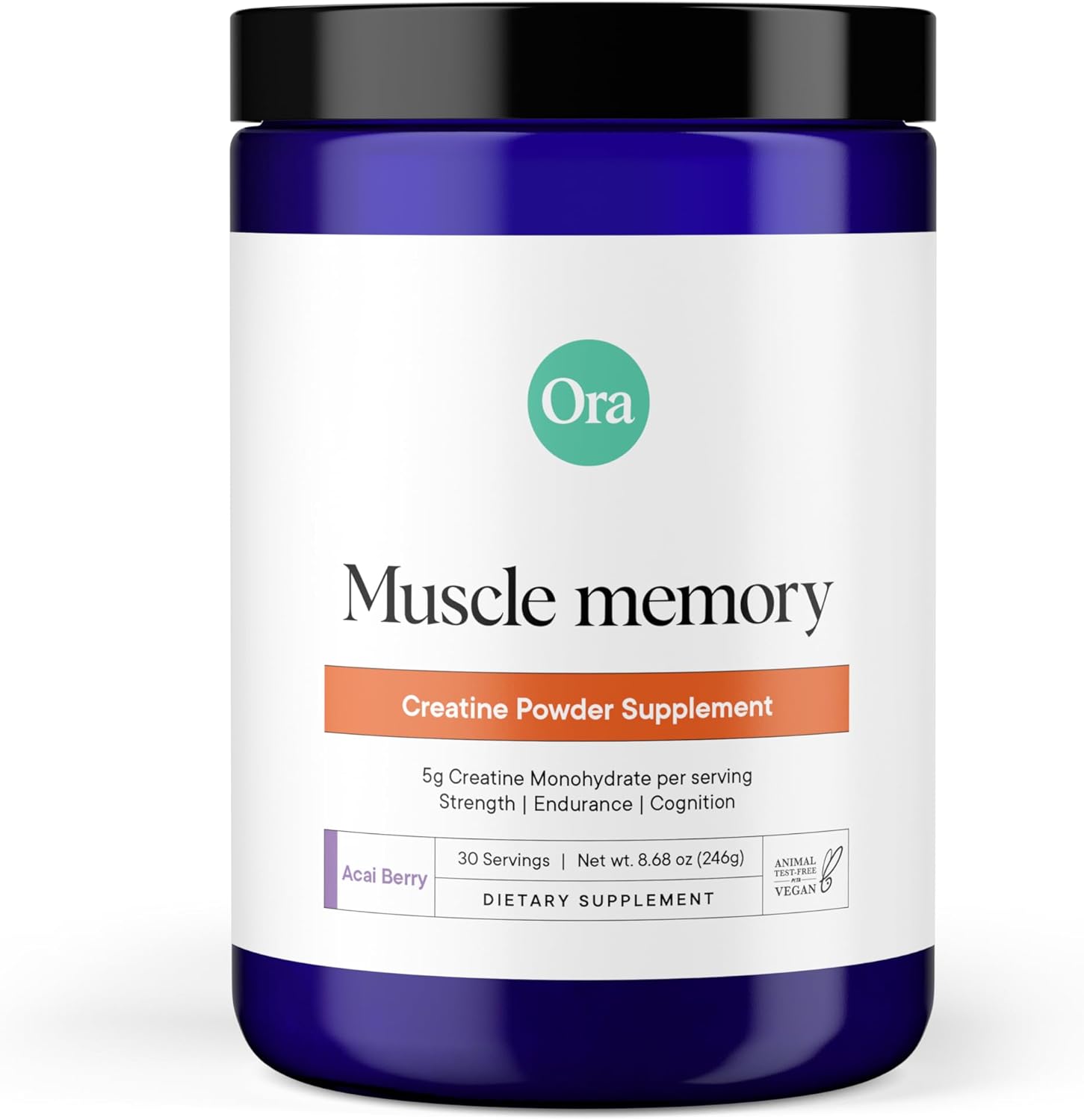 Ora Organic Creatine Monohydrate Powder - German-Sourced Creavitalis for Strength, elevATP for Energy, D-Ribose & Taurine for Recovery - Creatine for Women & Men - Acai Berry Flavor, 30 Servings