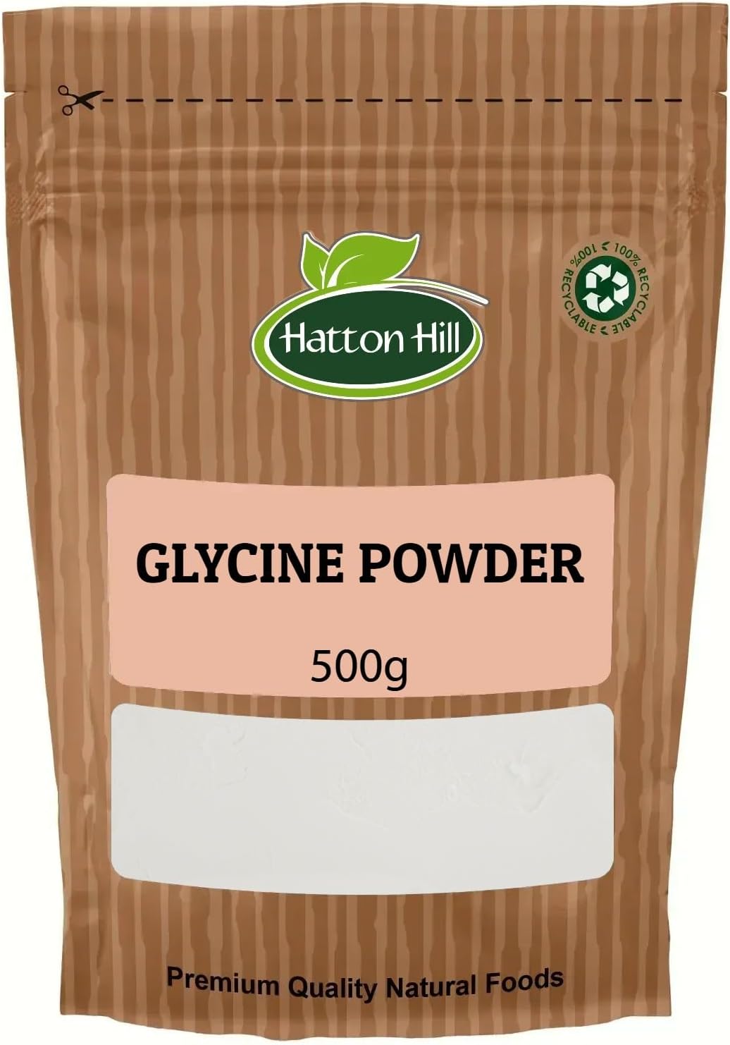 Glycine Powder 500g – Pure Amino Acid Supplement for Sleep, Muscle Recovery, and Anti-Aging – 100% Vegan, Non-GMO by Hatton Hill
