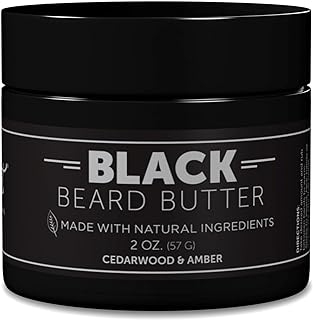 Detroit Grooming Co. Beard Butter - Softens, Thickens, Hydrate, and Rejuvenate Your Beard with Safflower Oil and Shea Butter - Styling Essentials - Cedarwood & Amber - Black - 2oz