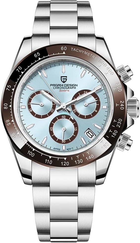 Pagani Design 1644 Men's Classic Chronograph Watches Japan VK63 Movement Panda Dial Ceramic Bezel Stainless Steel Men Fashion Sport Waterproof Quartz Watch