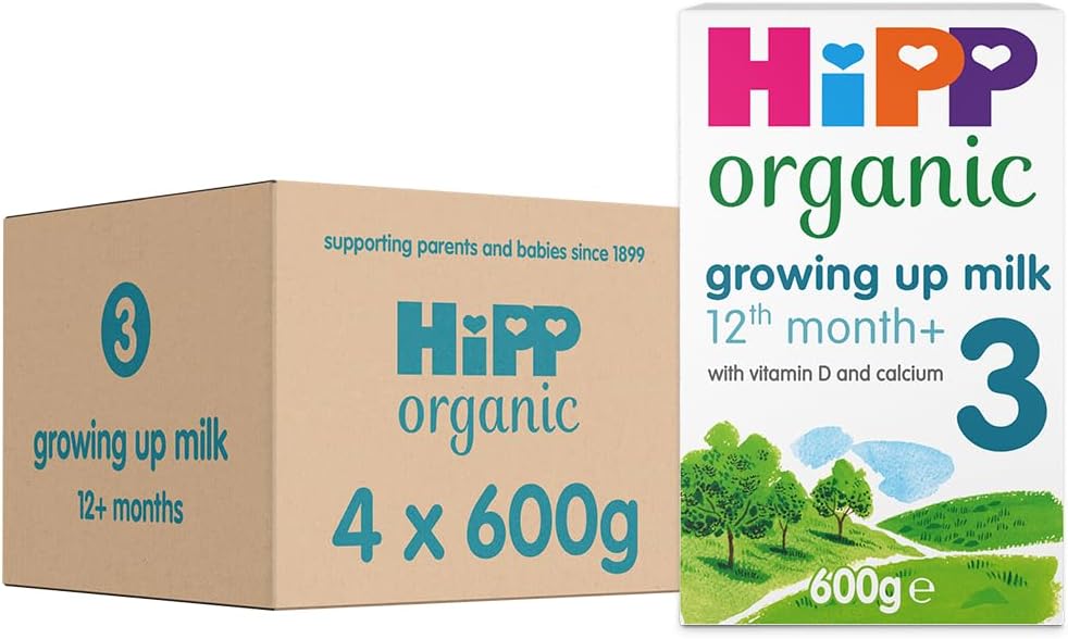 HiPP Organic 3 Growing up Baby Milk Powder Formula, From 12 Months, 600g (Pack of 4)