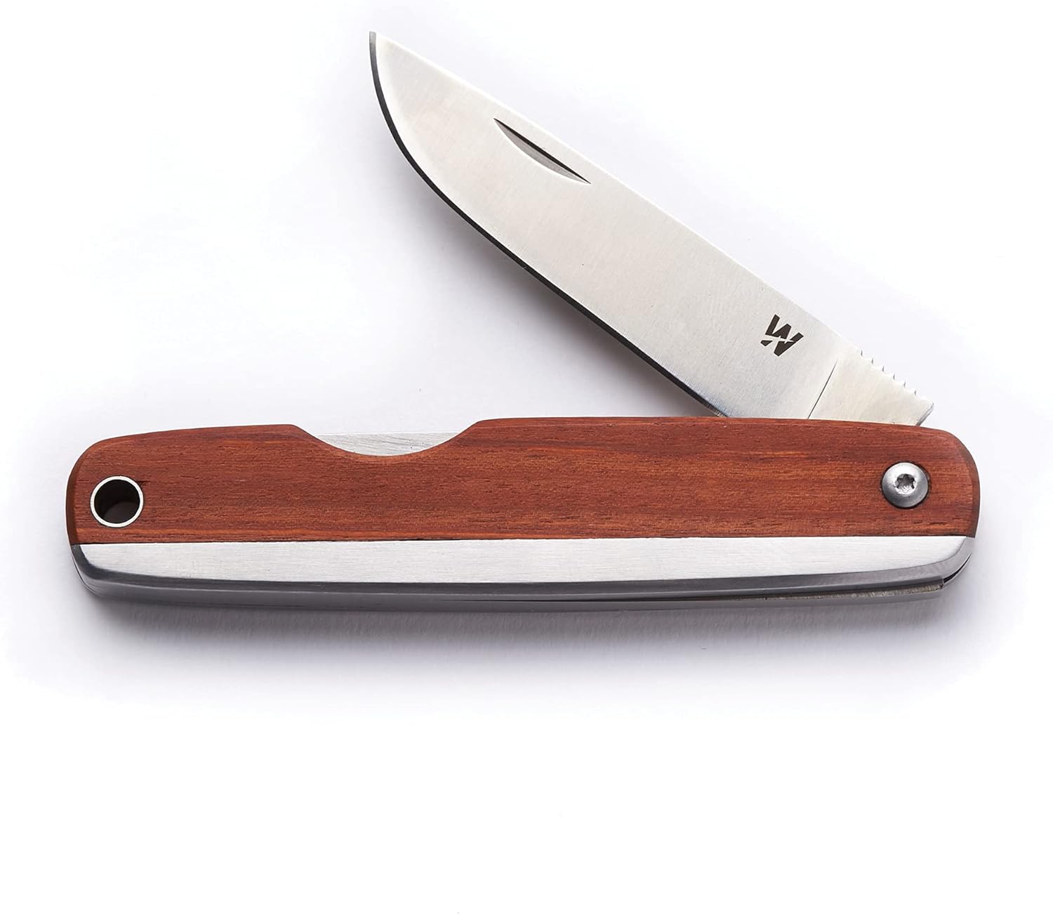 Whitby Pocket Knife, Stainless Steel Folding Knives Mahogany Wood Handle, Stylish High Performance, Non Locking EDC 2.25” Blade, Portable for Camping Hiking Backpacking