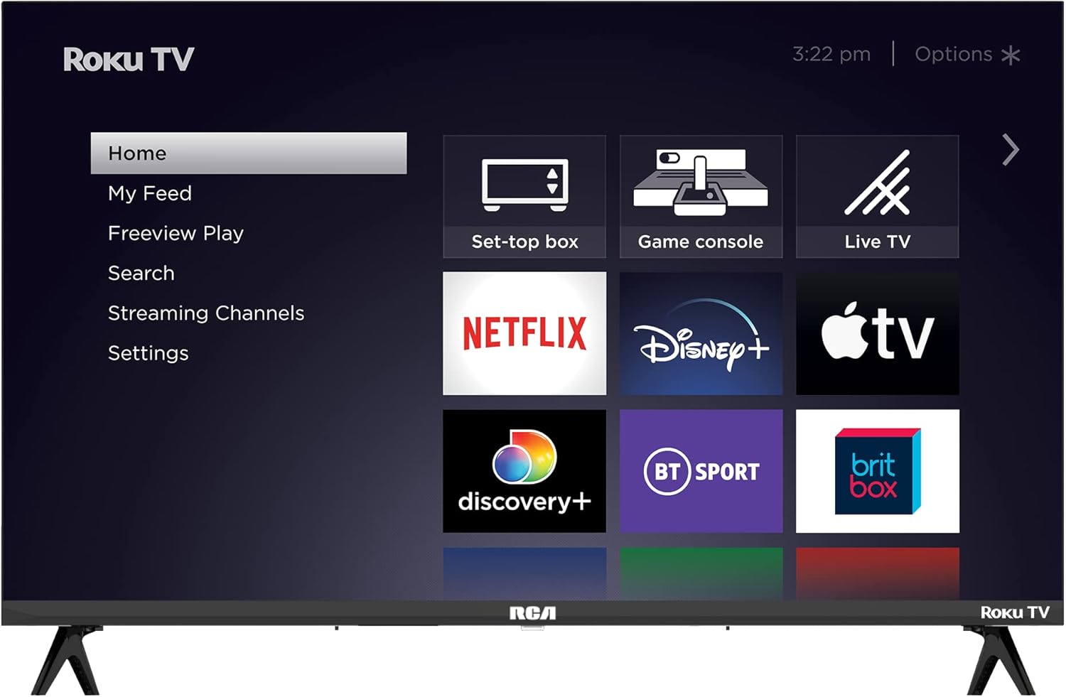 RCA Roku TV 32" Smart TV, RK32HN1 32 Inch HD TV with Apple TV+ BBC Netflix Freeview, DVB-T2/T Dolby Audio HDMI USB, Ideal Television for Small Lounge