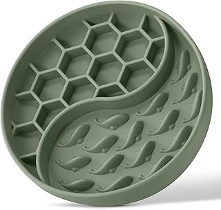 Slow Feeder Dog Bowls, Silicone Pet Food Bowls with Suction Cups for Small Medium Breed, Non-Slip Dog Feeding Bowls Slow Down Pet Eating Speed, Anxiety Relief & Fun Added (Green)