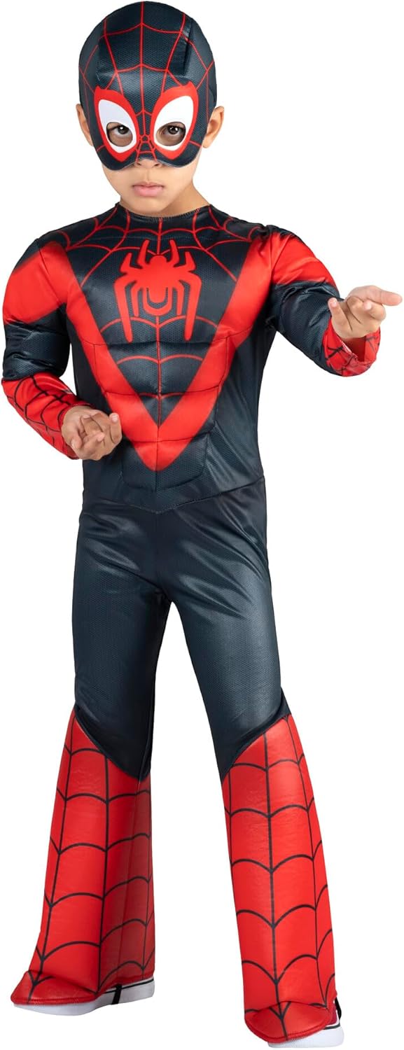Marvel Spider-Man Official Toddler Halloween Costume - Premium Quality Hooded Jumpsuit and Fabric Headpiece (3T-4T)