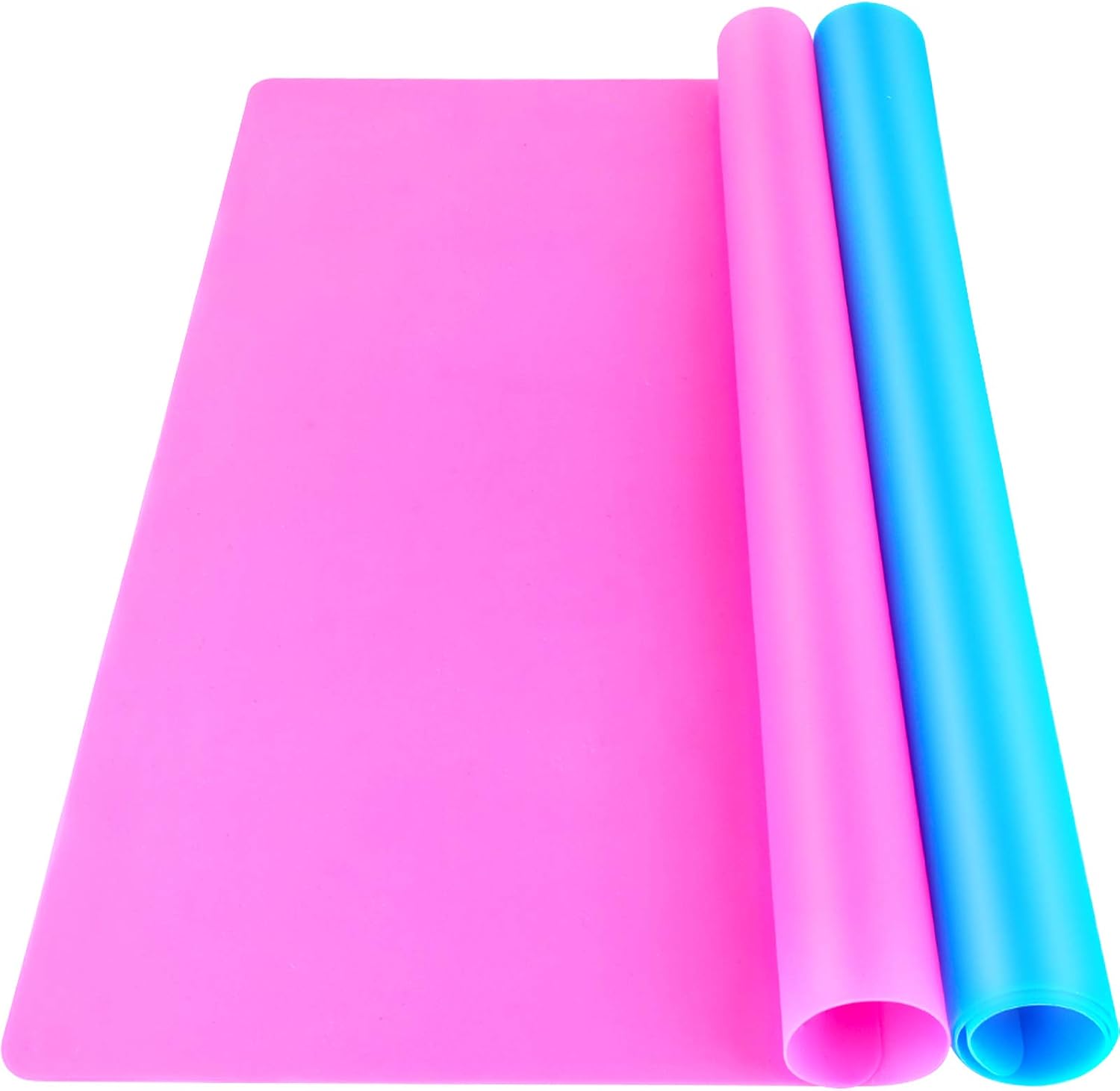 LEOBRO Silicone Mat for Resin Molds, 2 PCS 15.7" x 11.7" Playdough Mat, Silicone Mats for Crafts, Jewelry Resin Molds Mats, for Resin, Clay, Paint, Blue & Rose Red