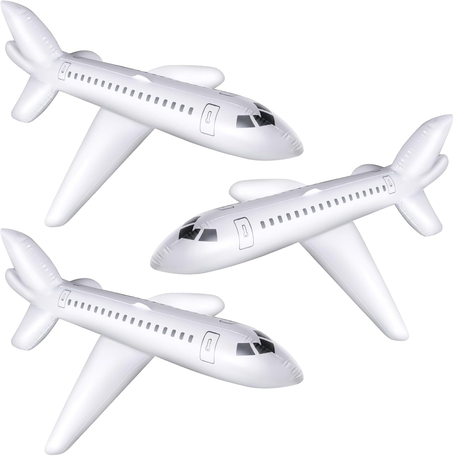 Syhood 3 Pcs 40 Inch White Large Inflatable Airplane Balloon Aviation Themed for Outdoor Birthday Party Gifts Swimming Pool Decorations Toys (40 Inch)