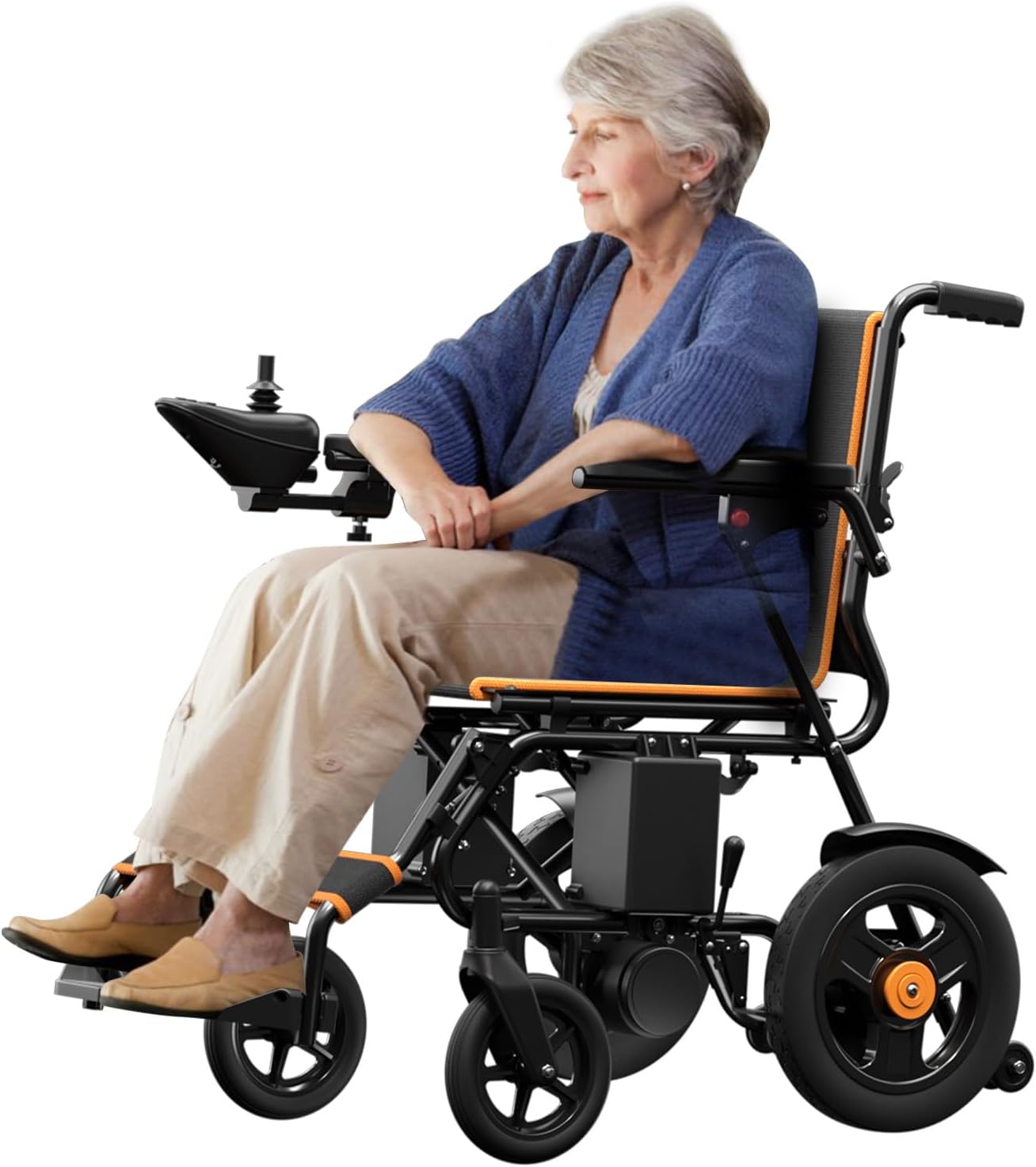 Electric Wheelchair for Adults, Foldable Portable All Terrain 70 lbs Motorized Wheelchair for Seniors, 15+ Miles Long Travel Range Power Wheelchair with 500W Dual Motors