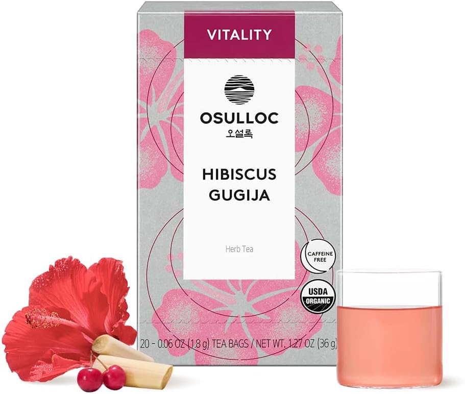 OSULLOC Hibiscus Gugija, Hibiscus Tea with Gugija (Goji Berry), Vitality Support Tea, 20 Count, 1.27 oz