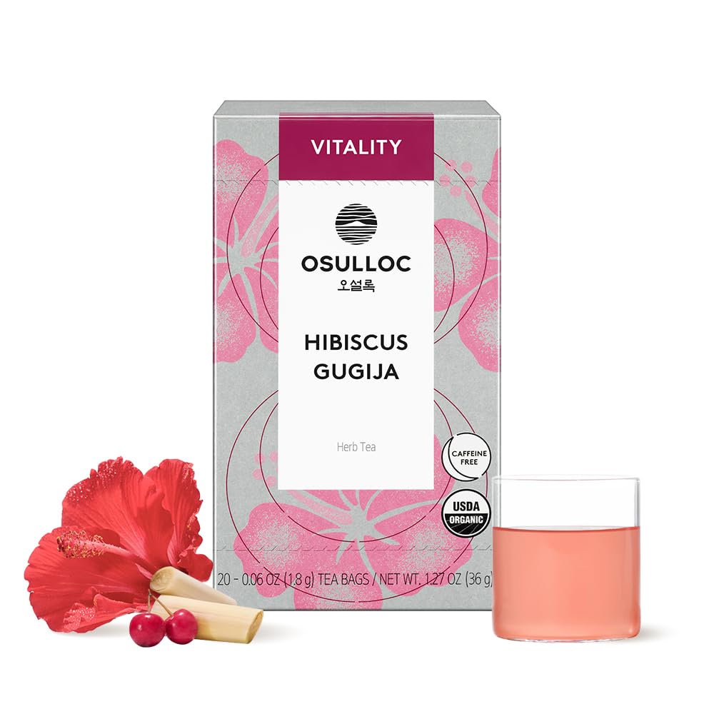 OSULLOC Hibiscus Gugija, Hibiscus Tea with Gugija (Goji Berry), Vitality Support Tea, 20 Count, 1.27 oz