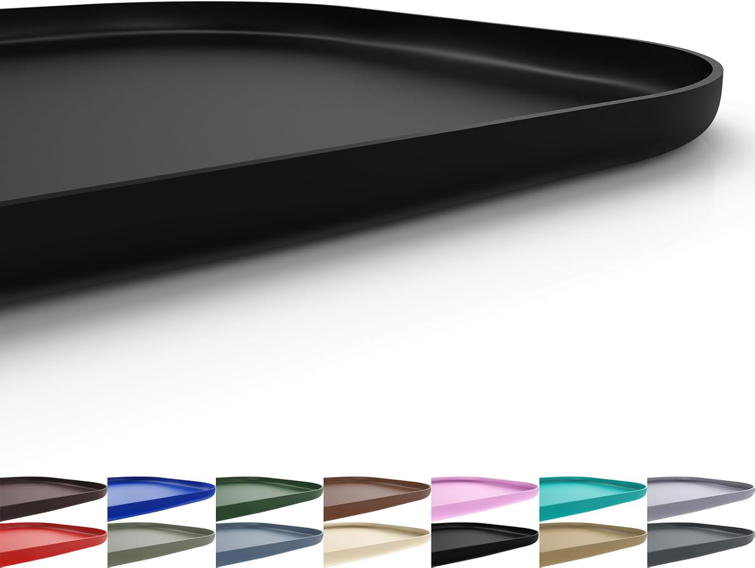 Silicone Pet Feeding Mat with Raised Edge for Food and Water, Dog Bowl Mats, Cat Bowls Placemat with High Lip for Floor Waterproof, Rubber Tray for Cats and Dogs 19 x 12 x0.7 Black