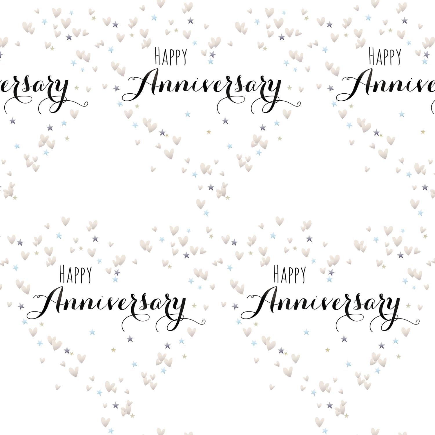 4 Sheets Happy Anniversary Wrapping Paper, Aniversary Gift Wrap Love Heart Blue Star Pattern Perfect for Man Woman Wrapping Paper (white)