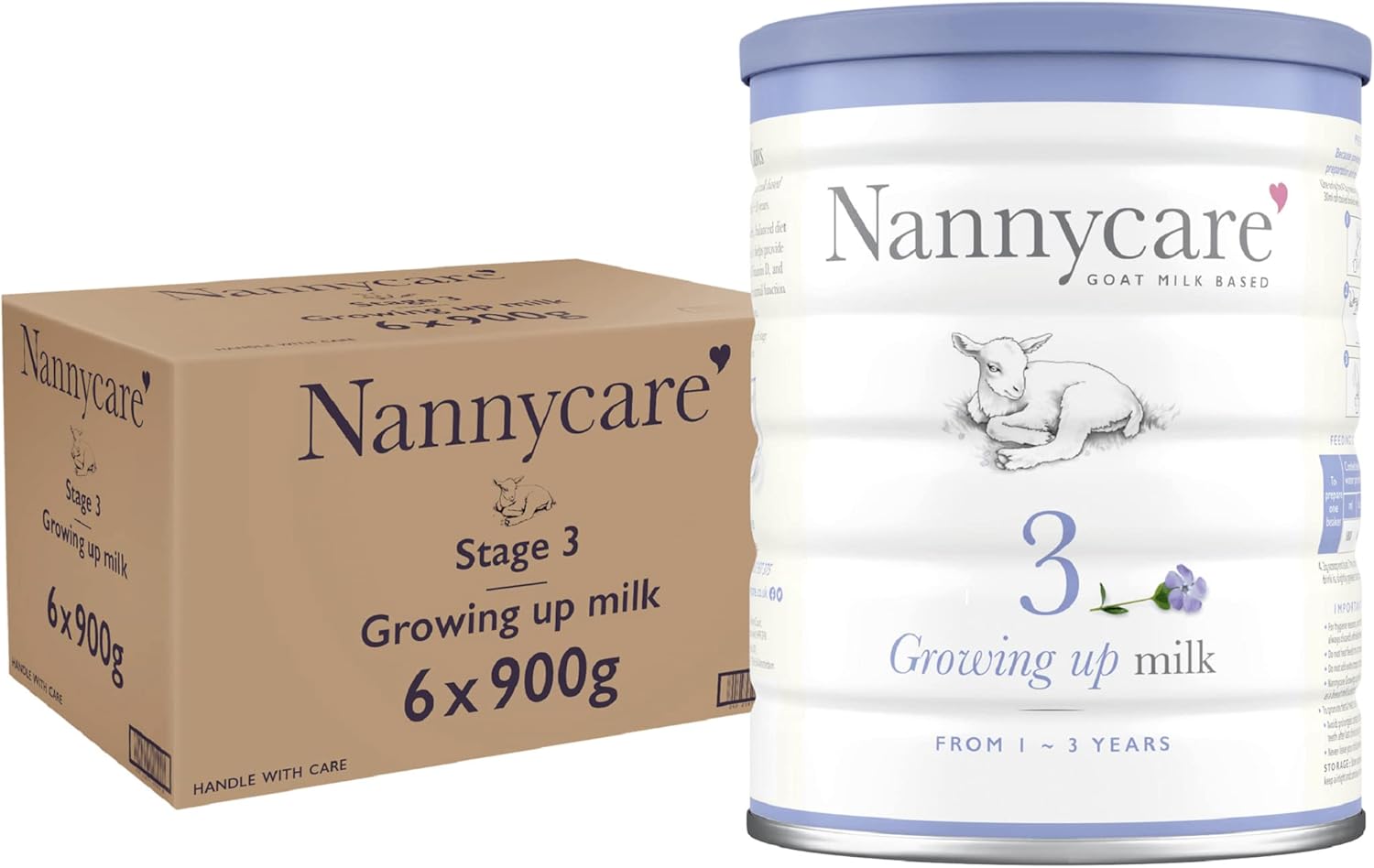 Nannycare Stage 3 Goat Milk Growing up Formula for 1-3 years - Natural Nutrition for Toddlers, Gentle Goat Milk Baby Formula Powder - 900g (Pack of 6)