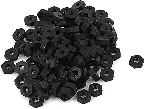 sourcing map M2.5 Thread Insert Lock Screw Fastener Nylon Hex Nuts Black 100pcs